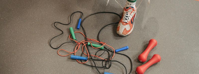 Close up of sports shoes on a gym floor